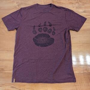 tentree Maroon Bear Paw Short Sleeve Tee, Men's Small